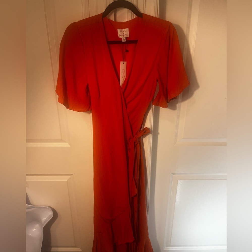 KOKO-Mason Orange Women’s Wrap Dress NWT